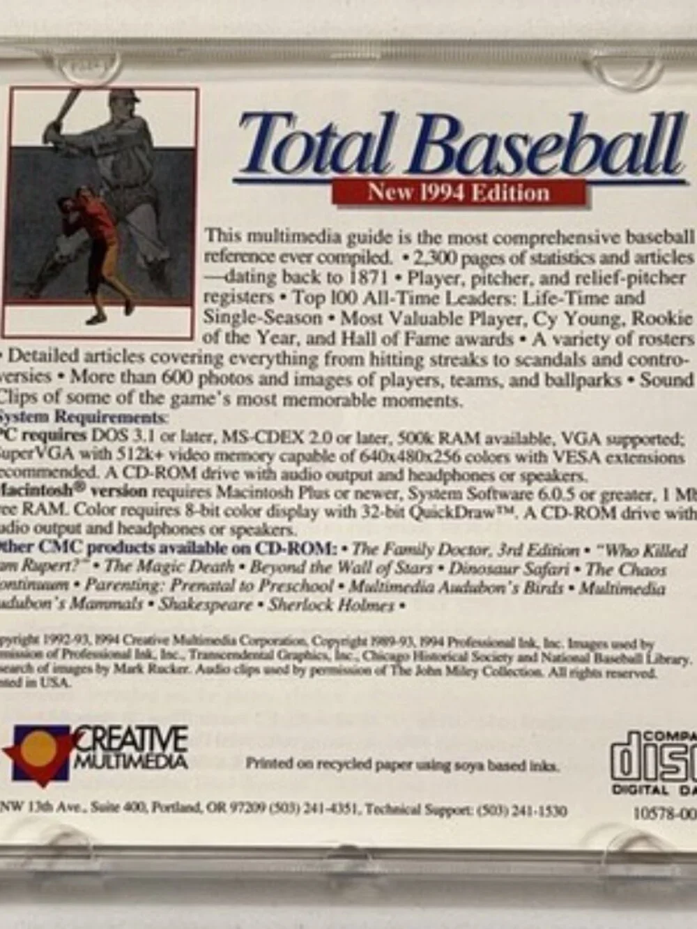 Total Baseball New 1994 Edition CD-ROM (PC DOS/Mac) Creative Multimedia